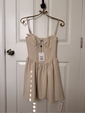 Rumored Cream Sweetheart Bustier Mini Dress